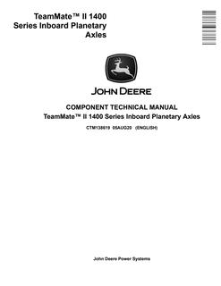 John Deere TeamMate II 1400 Series Inboard Planetary Axles Axle Component technical manual CTM138619 — actual manual cover