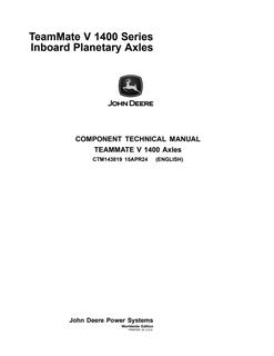 John Deere TeamMate V 1400 Series inboard planetary axles Axle Component technical manual CTM143819 — actual manual cover