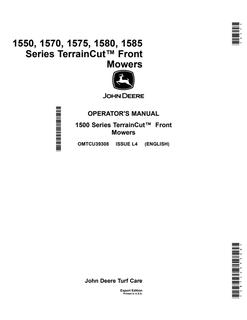John Deere Terraincut Front Mower Operator Manual OMTCU39308 — actual manual cover