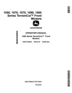 John Deere Terraincut Front Mower Operator Manual OMTCU40059 — actual manual cover