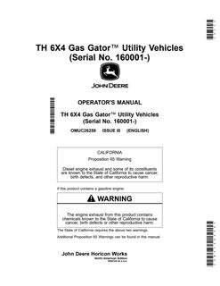 John Deere TH 6x4 Gas Utility vehicle Operator manual OMUC26259 — actual manual cover