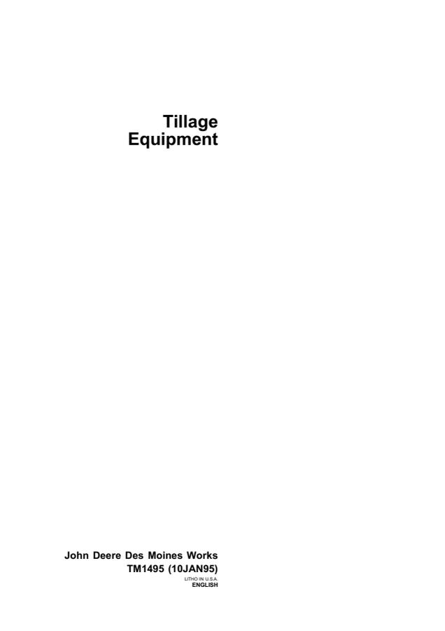 John Deere Tillage Equipment Technical Manual — actual manual cover
