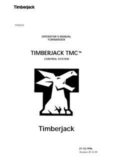 John Deere Timberjack TMC Forwarder control system Operator Manual F050233 — actual manual cover