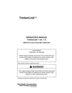 John Deere TimberLink Forestry machine data link system Operator Manual OMF070172 — actual manual cover