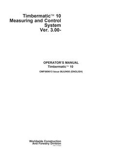 John Deere Timbermatic 10 Forestry machine control system Operator Manual OMF069613 — actual manual cover