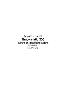 John Deere Timbermatic 300 Forestry machine control system Operator Manual F062494 — actual manual cover