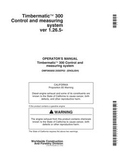 John Deere Timbermatic 300 Forestry machine control system Operator Manual OMF065850 — actual manual cover