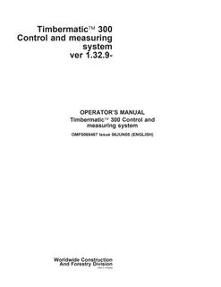 John Deere Timbermatic 300 version 1.32.9 and up Control and Measuring System Operator's Manual OMF0069467 — actual manual cover