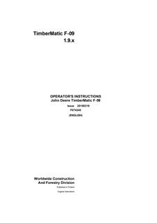 John Deere TimberMatic F-09 Forestry machine control system Operator Instructions F074240 — actual manual cover