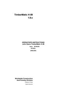 John Deere TimberMatic H-09 Forestry machine control system Operator Instructions F074221 — actual manual cover