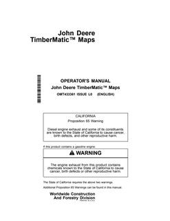 John Deere TimberMatic Maps Forestry machine mapping system Operator Manual OMT433361 — actual manual cover