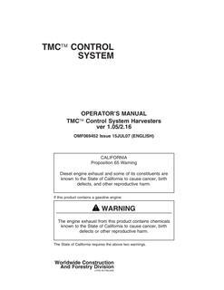 John Deere TMC Control System Harvesters Harvester control system Operator Manual OMF069452 — actual manual cover