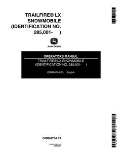 John Deere Trailfire LX Snowmobile Operator Manual OMM69754 — actual manual cover
