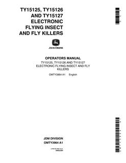 John Deere TY15125, TY15126, TY15127 Insect killer Operator Manual OMTY3964 — actual manual cover