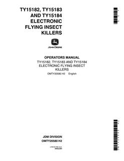 John Deere TY15182, TY15183, TY15184 Electronic flying insect killer Operator's manual OMTY20580 — actual manual cover