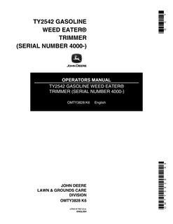John Deere TY2542 String trimmer Operator Manual OMTY3828 — actual manual cover