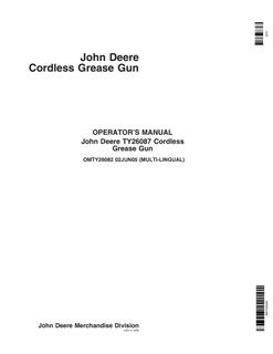 John Deere TY26087 Grease gun Operator Manual OMTY26082 — actual manual cover