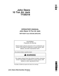 John Deere TY26318 Air jack Operator Manual OMTY26297 — actual manual cover