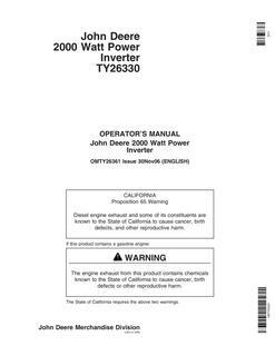 John Deere TY26330 Power inverter Operator manual OMTY26361 — actual manual cover
