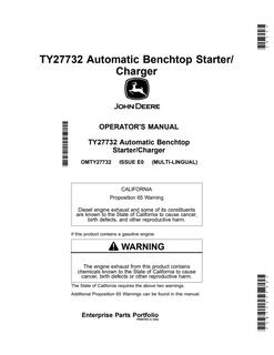 John Deere TY27732 Battery starter/charger Operator Manual OMTY27732 — actual manual cover