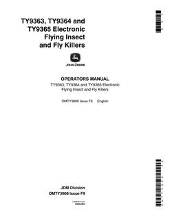 John Deere TY9363, TY9364, TY9365 Insect killer Operator Manual OMTY3908 — actual manual cover