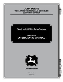 John Deere Winch Operator's Manual OMM147632 — actual manual cover