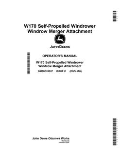 John Deere Windrow Merger Attachment Operator's Manual OMFH320057 — actual manual cover