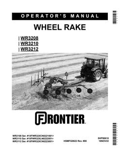John Deere WR3108; WR3110; WR3112; WR3208; WR3210; WR3212 Wheel rake Operator manual 5HP90610 — actual manual cover