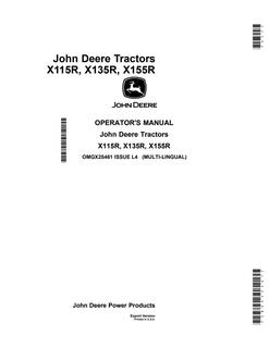 John Deere X115R, X135R, X155R Riding tractor Operator's manual OMGX25461 — actual manual cover