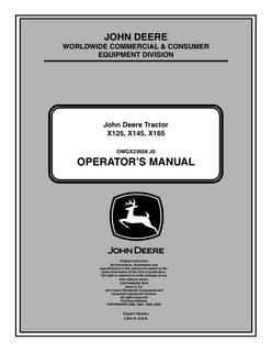John Deere X125, X145, X165 Lawn tractor Operator Manual OMGX23658 — actual manual cover