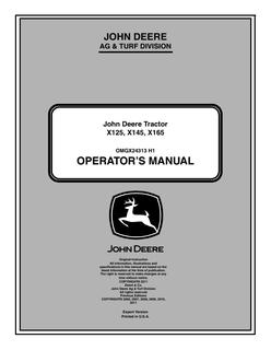John Deere X125, X145, X165 Lawn tractor Operator Manual OMGX24313 — actual manual cover