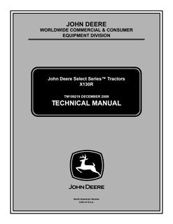John Deere X130R Tractor Technical Manual TM109219 — actual manual cover