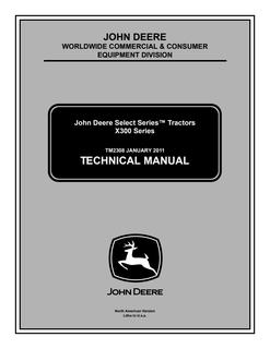 John Deere X300 Series Select Series Tractor Technical Manual TM2308 — actual manual cover