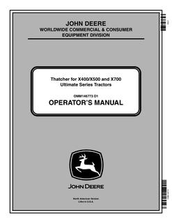 John Deere X400/X500; X700 Ultimate Series Thatcher Operator Manual OMM146773 — actual manual cover