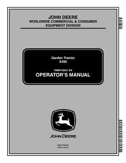 John Deere X495 Garden Tractor Operator Manual OMM150221 — actual manual cover