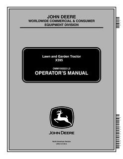 John Deere X595 Lawn and Garden Tractor Operator Manual OMM150222 — actual manual cover