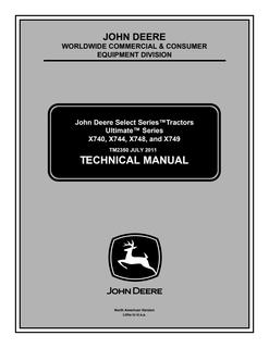 John Deere X740, X744, X748, X749 Ultimate Series Tractors Technical Manual TM2350 — actual manual cover