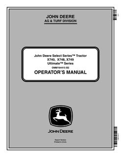 John Deere X740, X748, X749 Ultimate Series Lawn and Garden Tractor Operator Manual OMM164415 — actual manual cover