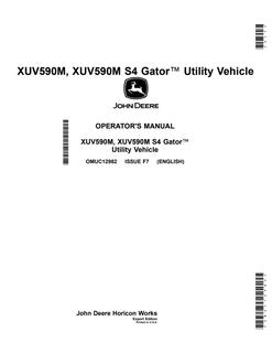 John Deere XUV590M, XUV590M S4 Utility Vehicle Operator Manual OMUC12982 — actual manual cover