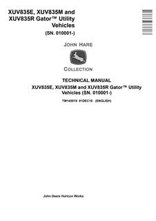 John Deere XUV835E, XUV835M, XUV835R Gator Utility Vehicle Technical Manual TM145519 — actual manual cover