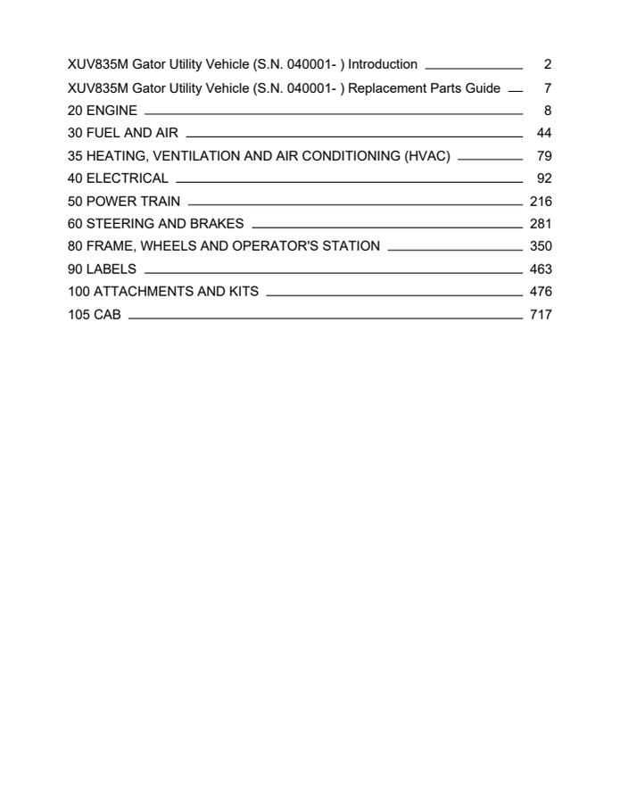 John Deere XUV835M Utility vehicle Parts catalog PC16082 — actual manual cover