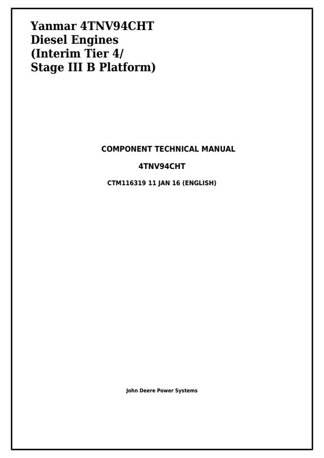 John Deere Yanmar 4TNV94CHT Engine Component technical manual CTM116319 — actual manual cover