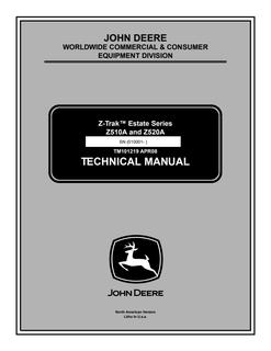 John Deere Z510A, Z520A Z-Trak Estate Mower Technical Manual TM101219 — actual manual cover
