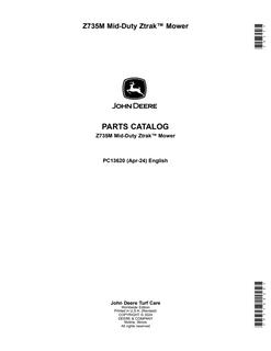 John Deere Z735M Mid-Duty Zero-turn mower Parts catalog PC13620 — actual manual cover