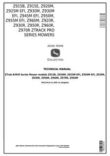 John Deere Z915B, Z915E, Z920M, Z925M EFI, Z930M, Z930M EFI, Z945M EFI, Z950M, Z955M EFI, Z960M, Z920R, Z930R, Z950R, Z960R, Z970R Mower Technical Manual TM127619 — actual manual cover