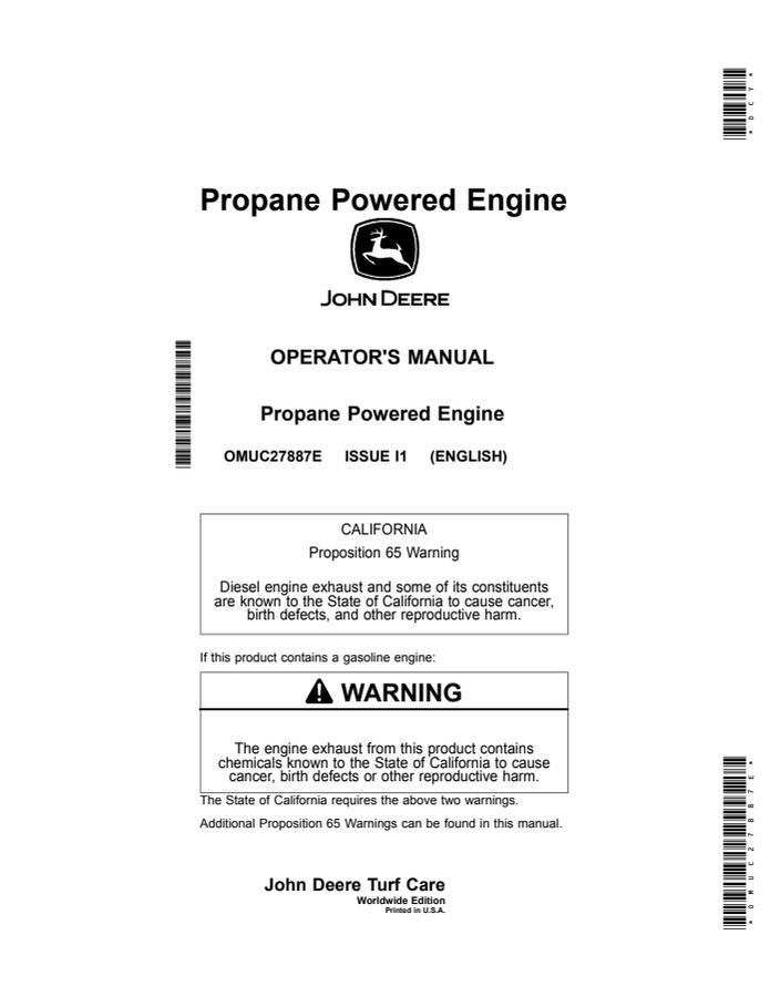 John Deere Z920M, Z930M, Z950M, Z930R, Z950R, W36R, W48R, W52R, 648R, 652E, 652R, 661R Operator Manual OMUC27887E — actual manual cover