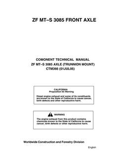 John Deere ZF MT-S 3085 Front axle Component technical manual CTM366 — actual manual cover