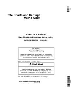 Rate Settings Record Sheet Operator Manual — actual manual cover