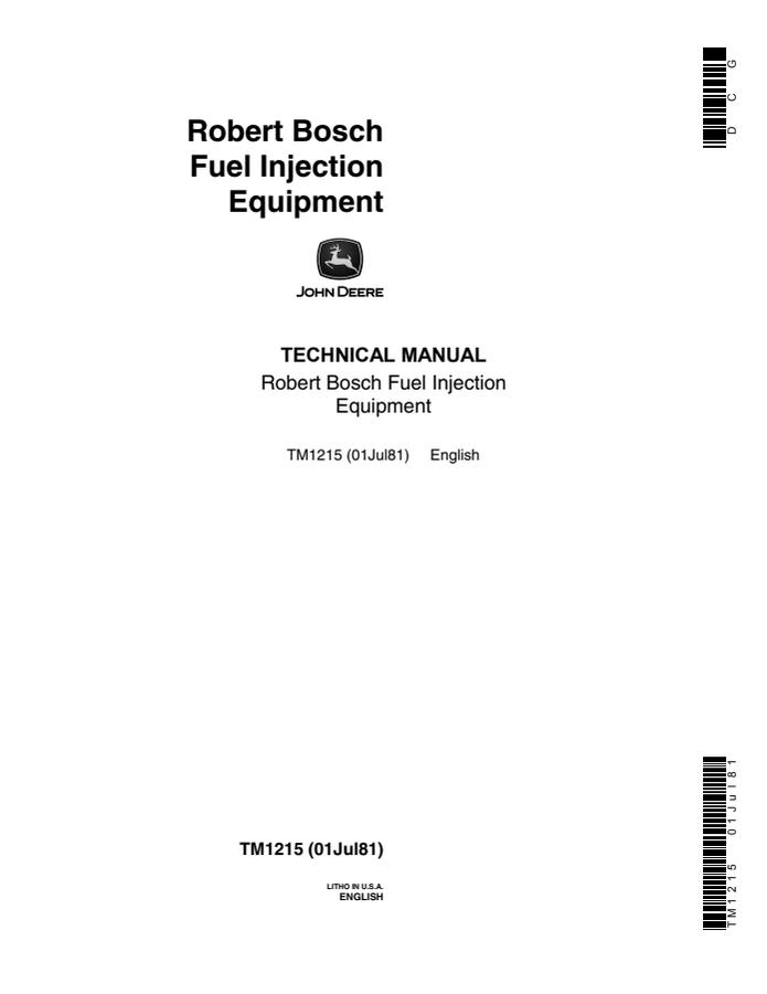 Robert Bosch Fuel Injection Equipment Technical Manual (TM1215) — actual manual cover