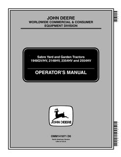 Sabre Yard and Garden Tractors — actual manual cover